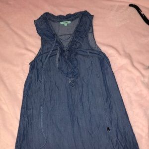 blue jean lace up dress